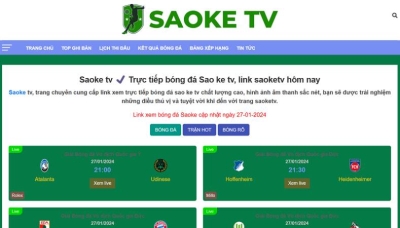 Link xem bóng đá hôm nay bình luận miễn phí tiếng việt tại Saoke TV